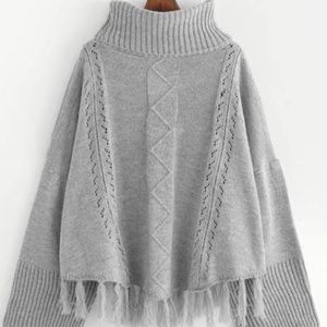 Shein Gray Oversized Turtleneck Sweater